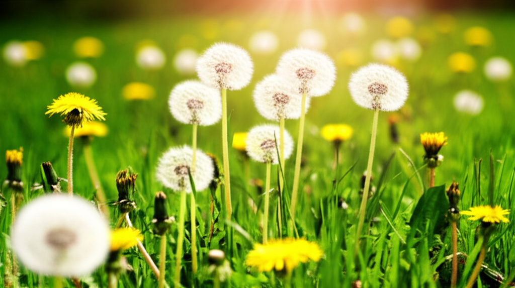 Dandelion in green field